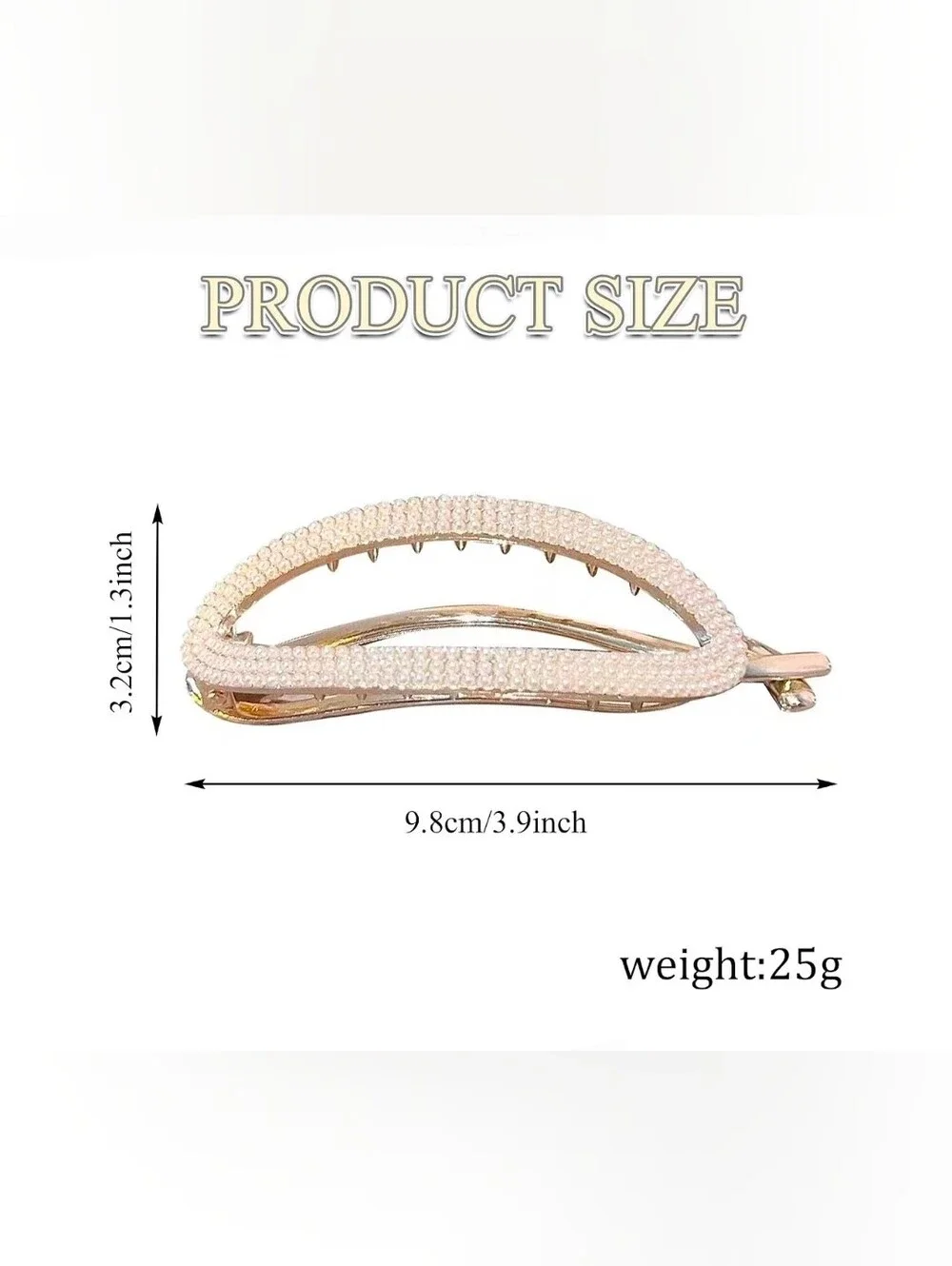 Elegant Faux Pearl & Gold-Tone Oval Hair Clip -  BNIB